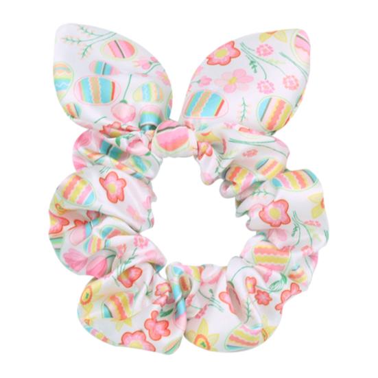 

5Pcs Women Hair Tie Three-Dimensional Rabbit Ear Bow Shape Easter Egg Print Hair Rope Bun Ponytail Holder Hair Accessory D