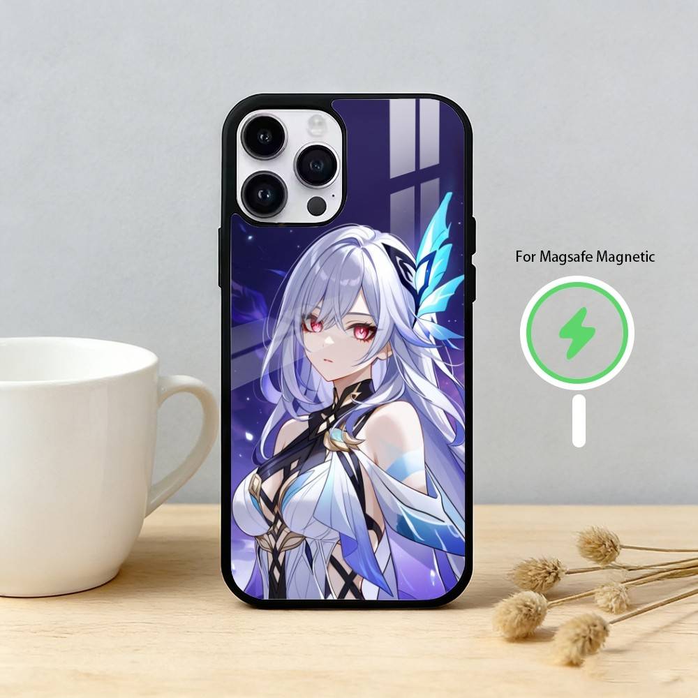 G-Genshin Impact S-Skirk Phone Case For iPhone 17 16 15 14 13 12 Pro Max Plus for Mirror Wireless Magnetic Cover