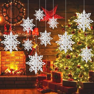 3D Künstliche Schneeflocken Papiergirlande Banner Weihnachtsdekorationen für Zuhause Winter Geburtstagsfeier Falscher Schnee Neujahrsornamente