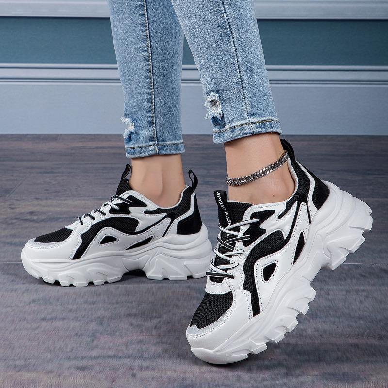 

Four Season Women s Color Blocked Casual Thick Soled Dad Shoes, Sports Shoes, Women s Shoes 41 білий/чорний