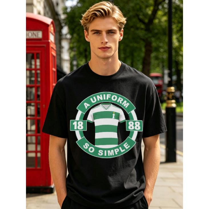 1pc Celtic Glasgow T-Shirt - Official Print, Classic Round Neck Casual Shirt, Suitable for for - Wear, Machine Washable Fan Apparel for Supporters S чёрный