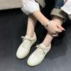 Grape mom studiolee~ leather little white shoes women's spring American same fried street round head retro sports dad shoes