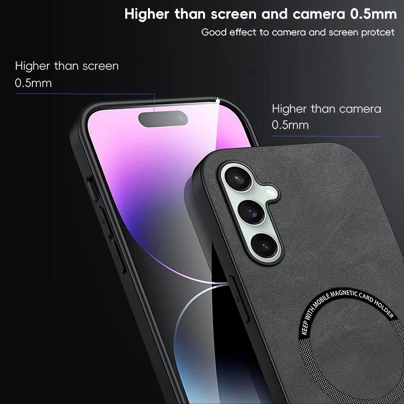 Magnetic Retro Leather Soft Case For Samsung Galaxy S24 FE S24FE 5G Wireless Charging Phone Case Cover