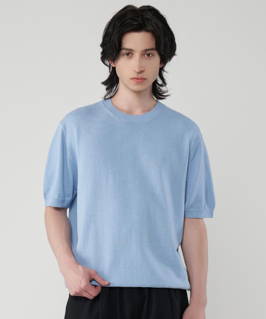 UNTAPPED STUDIO Washable Cool Cotton Short Sleeve Round Knit 4 Colors (Type A)