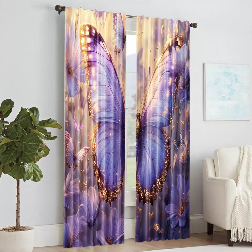 Set Of 2 Versatile Polyester Transparent Curtains Home Decoration Butterfly Use Bedrooms Living Rooms Curtain Perfect For Room