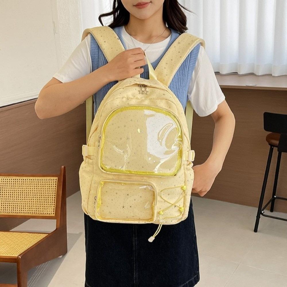 Oxford Stoff Stern Rucksack Druck Transparent Itabag Lässiger Nylon Rucksack Damen