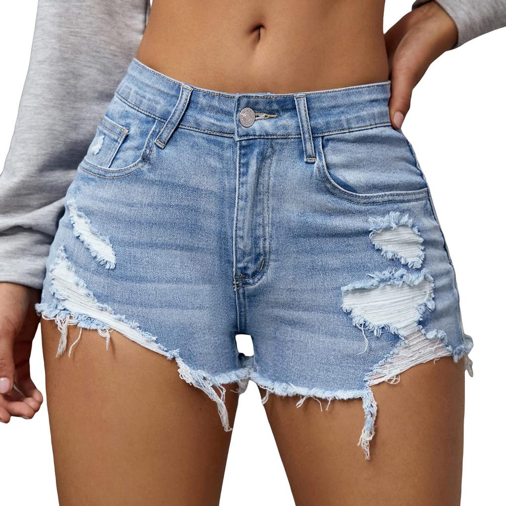 Women High Waisted Baggy Wide Leg Denim Shorts Casual Jean Shorts