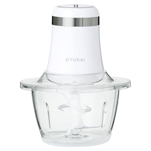 FUKAI Food Chopper, White | Mince Meat and Vegetable Cutter for Quick Cooking, Easy Meal Prep, Kitchen Appliance, 2 Speeds, 1200ml Capacity, Stainless
