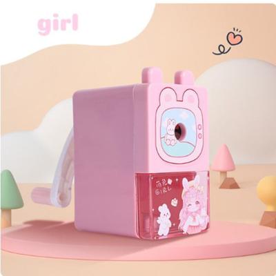 Kunststoff-Cartoon-Bleistiftspitzer, große Kapazität, Chip-Box, Einzelloch-Bleistiftspitzer