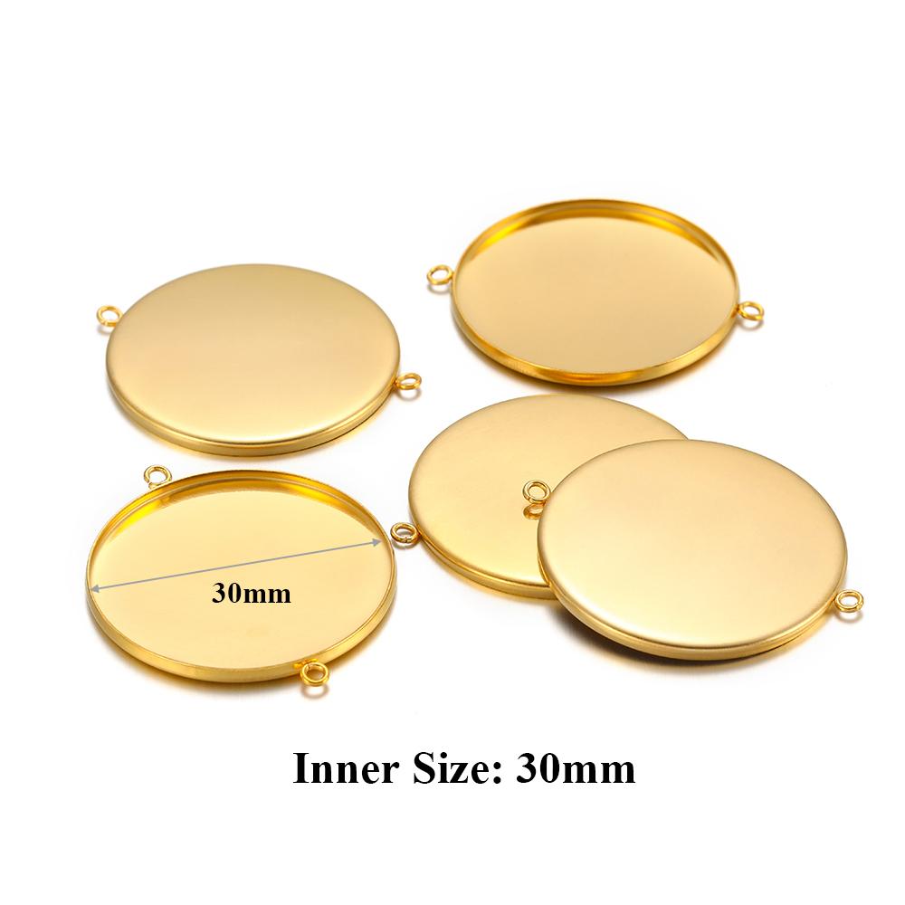 10 pièces Acier Inoxydable 6-30mm Base Cabochon Camée Couleur Dorée Plateau Rond Vide pour Collier Bracelet Fabrication de Bijoux Apprêts DIY