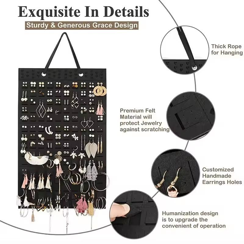 Earrings Hanging Organizer Wall Earring Holder Felt Jewelry Wall Hanger Ring Earring Display Holder Stand Rack Storage Organizer