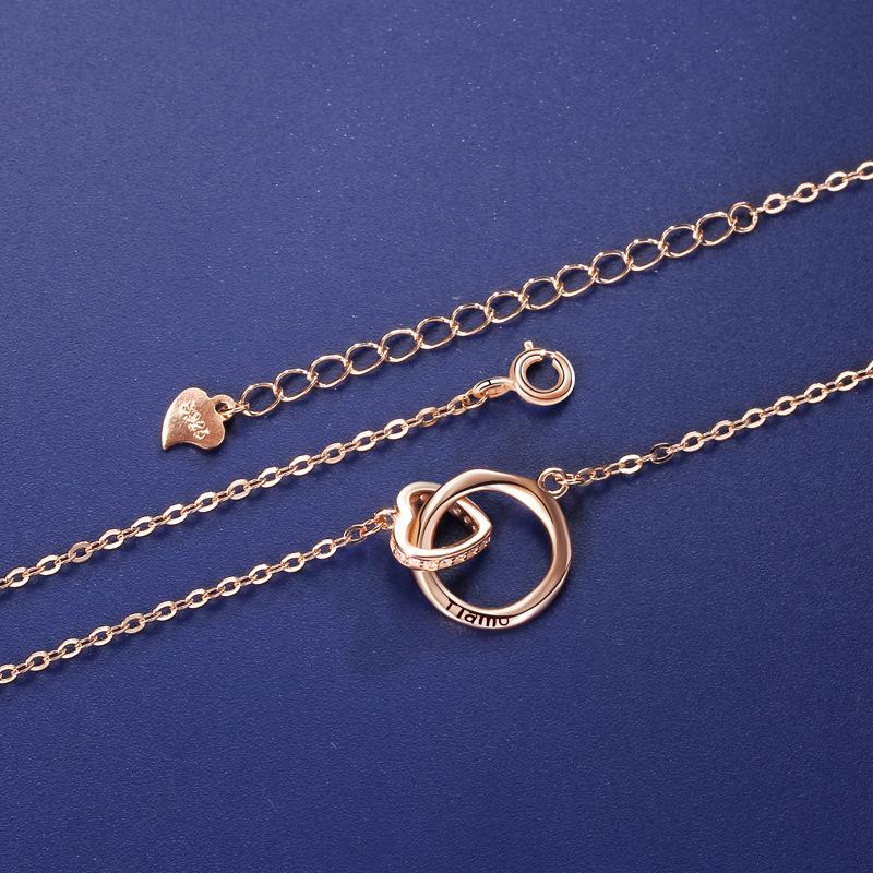 Love Mobius Ring Necklace Women's Fashion Light Luxury High-end Design Sense Love Double Ring Collarbone Chain