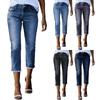 Damen Stretch Fashion Vielseitige bestickte Edge Fade Hose