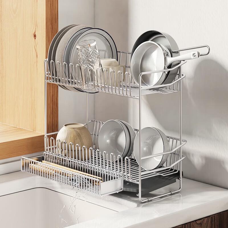 Stainless Steel Dish Drying Rack with Knife Holder
