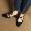 Krazing Pot Full Grain Leather Fashion Spring Autumn Med Heels Women Square Toe Buckle Straps Shoes Leopard Shallow Pumps