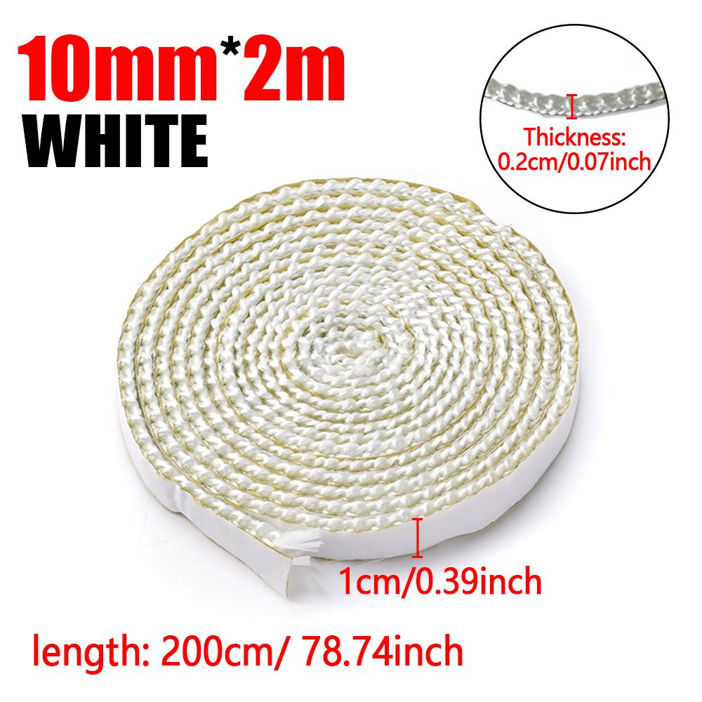 10/15mm Fireplace white Sealing Rope Wood Burning Stove Door Self-Adhesive Fiberglass Sealing Cord Replacement Black Gasket Tape