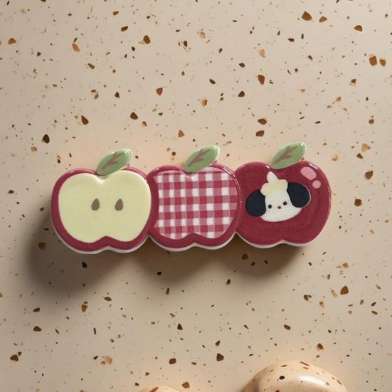2Pcs Girl Hairpin Plaid Design Childlike Fruit Shape Acrylic Hair Clips Side Bang Hair Pin New Year Hair Accessories