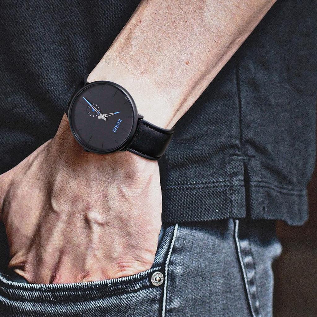 BUREI Men's Watch, Black, Simple, Stylish, Popular, Waterproof, Brand Name, Watch V