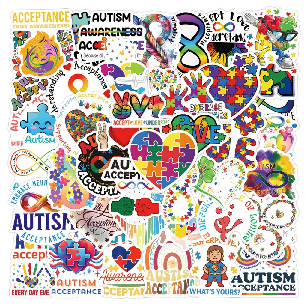 55 Neue Modelle Akzeptieren Autismus Cartoon Graffiti Aufkleber Roller Koffer Aufkleber