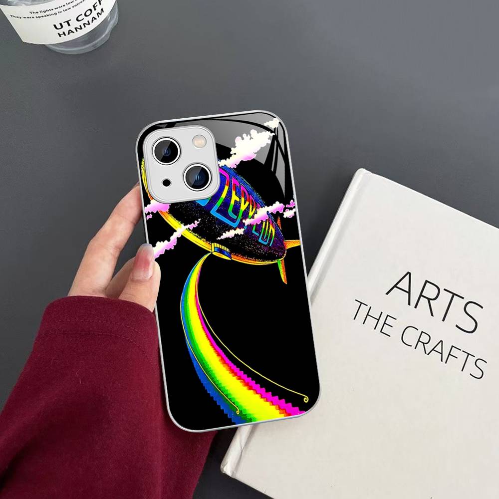 

Закаленное стекло Rock L-Led Vintage Band Z-Zeppelin для iPhone 14 13 12 11 Pro Mini XS MAX 14Plus X XS XR Чехол iphone 14 plus