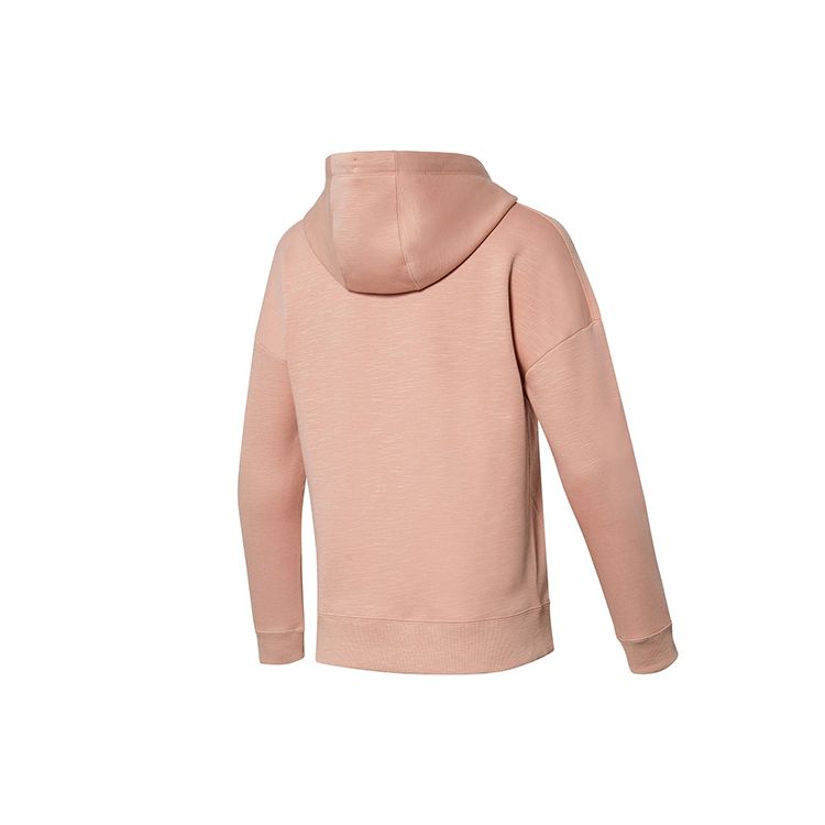 Li Ning Fitness Series Casual Fleece Loose Hooded Cardigan Sweatshirt Women Sweatshirt Sugar-Coffee AWDR884-2