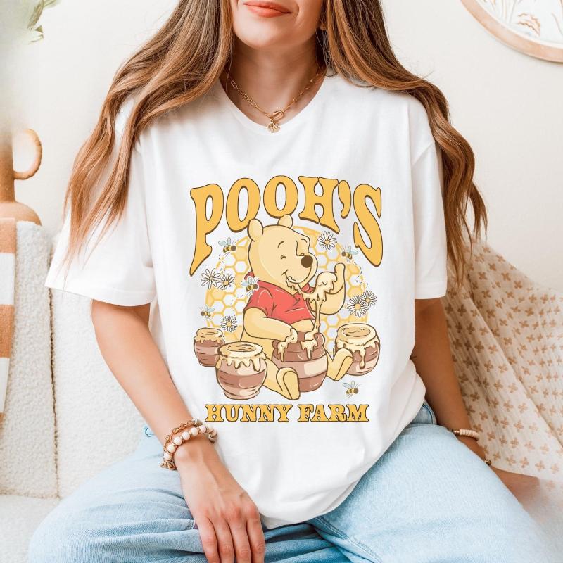 2026 New Fashion Winnie The Pooh Christmas Art Print Womens TShirt Short Sleeve O Neck Casual Loose Plus Size Top