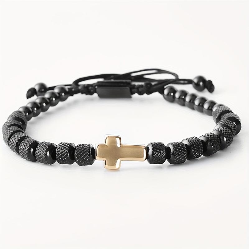 Charm Bracelet Stainless Steel Beaded Bracelets Handmade Men Women Prayer Fitness Chain Couple Jewelry Gift