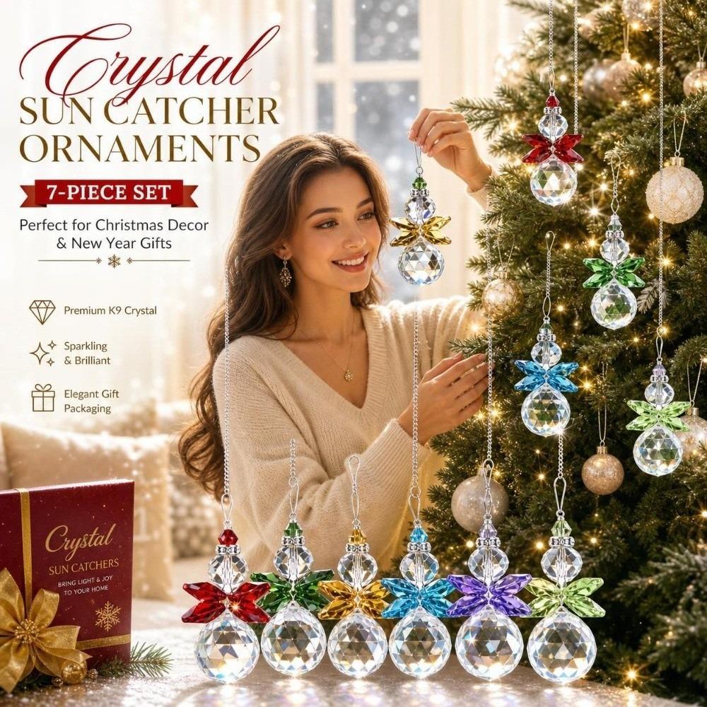 7pcs Glass Ball Crystal Angel Suncatcher Crystal Clear Crystal Angel Hanging Decor  New Year Gift
