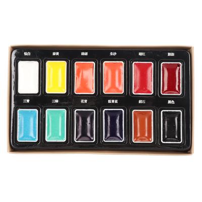 12 Pezzi Pigmento Pittura Cinese Colori Assortiti Alta Saturazione Pittura Acquerello per Bambini Studenti
