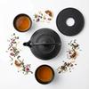 CAST IRON KETTLE 0.8L TEAPOT SET 2x CUPS STAND BLACK