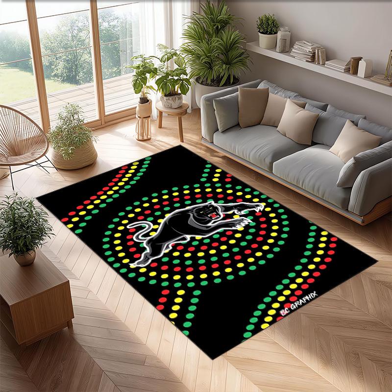 Penrith Panthers Tappeto in Velluto di Cristallo Morbido Anti?Tappetino Antiscivolo Comodo per Casa Soggiorno Camera da Letto Tappeto Decorativo