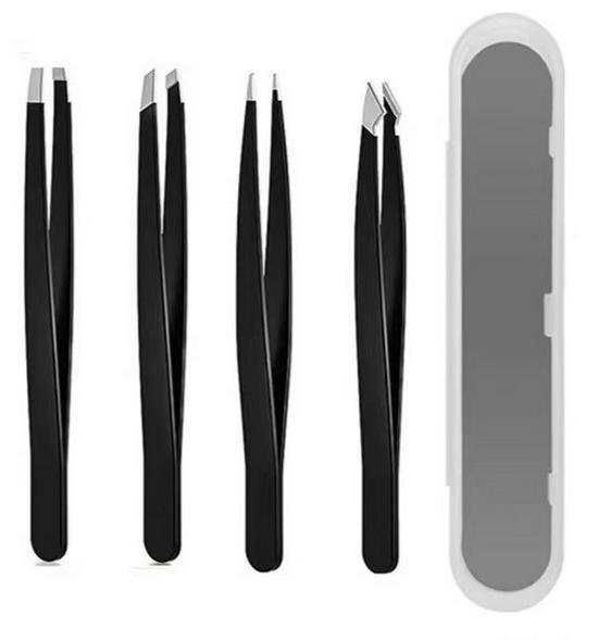 Stainless Steel Eyebrow & Beard Tweezers - Premium Plucking and Trimming Tool