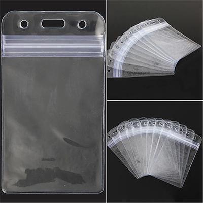 10 Peças/lote Vertical Transparente Vinil Plástico Transparente Bolsa Estojo para Cartão de Identificação Porta-Crachá Acessórios Porta-Crachá de Identificação Vertical