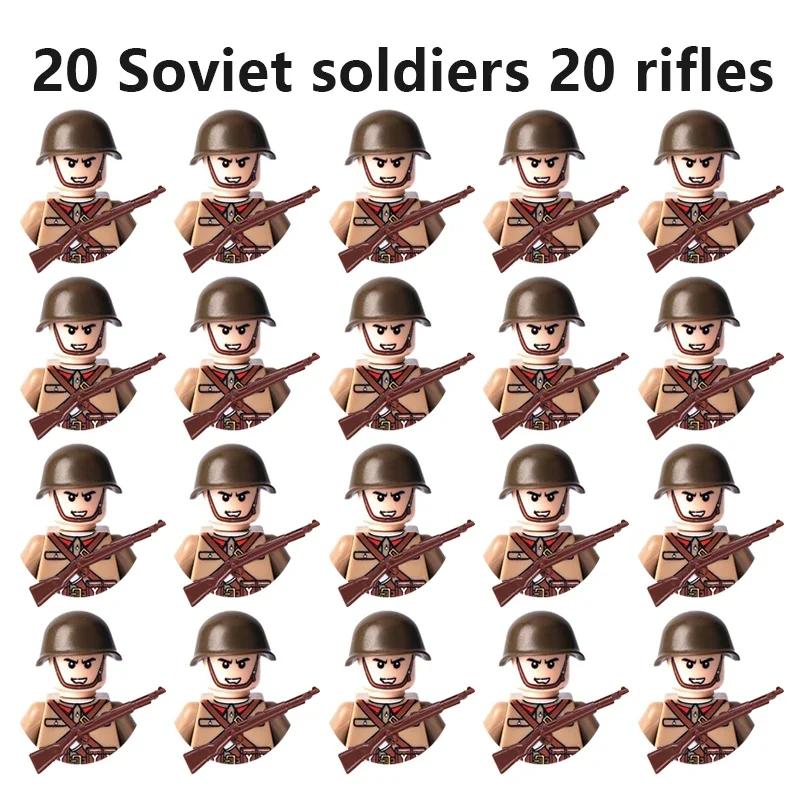 20dolls World War II Military Soviet Union American Soldiers Building Blocks German French Army Figures Building Blocks Boy Toys
