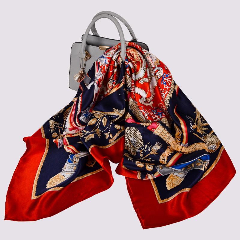 BYSIFA|Khaki Luxury 100% Silk Square Scarf Hijab Printed Fashion Women Pure Silk Scarves Fall Winter Brand Scarves Head Scarf