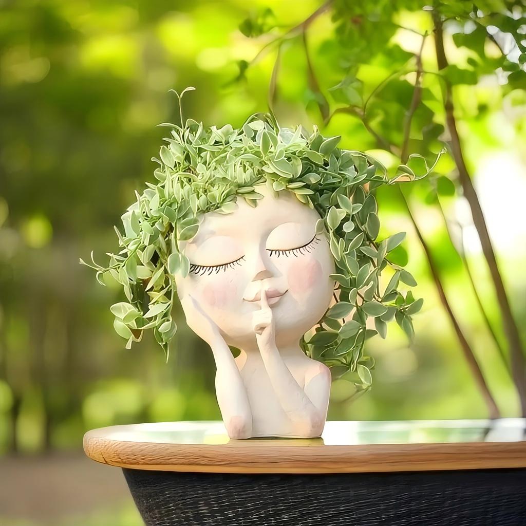 1 Piece Girl Face Flower Vase, Creative Home Decoration, Balcony and Living Room Decorative Ornament, Christmas Gift, Thanksgiving Gift