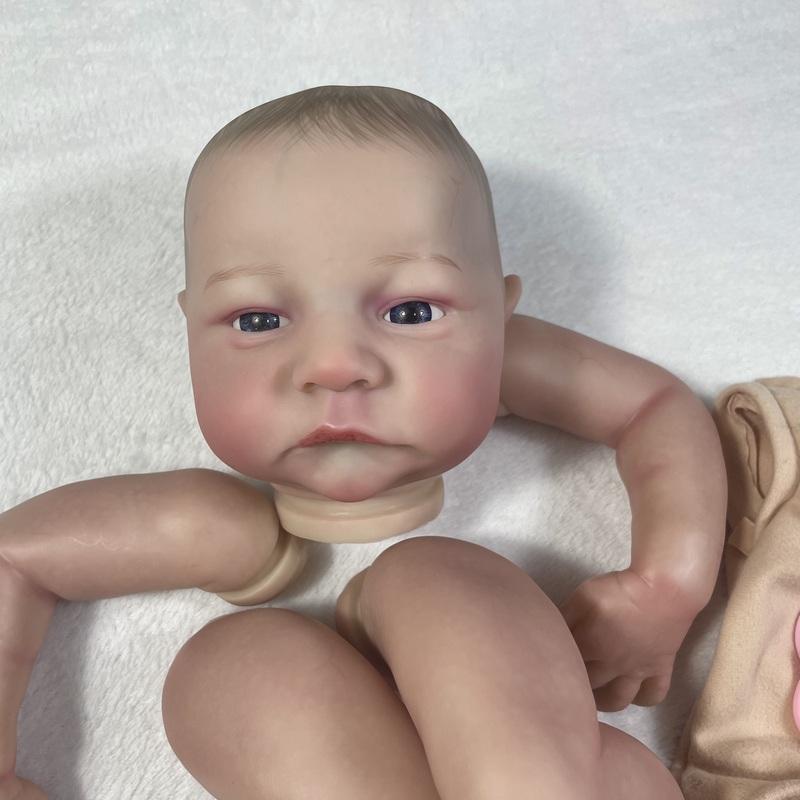 MRB 19 Zoll Bereits Bemalte Reborn-Puppenteile Levi Wach Lebensecht Baby 3D-Bemalung mit sichtbaren Adern Stoffkörper Enthalten