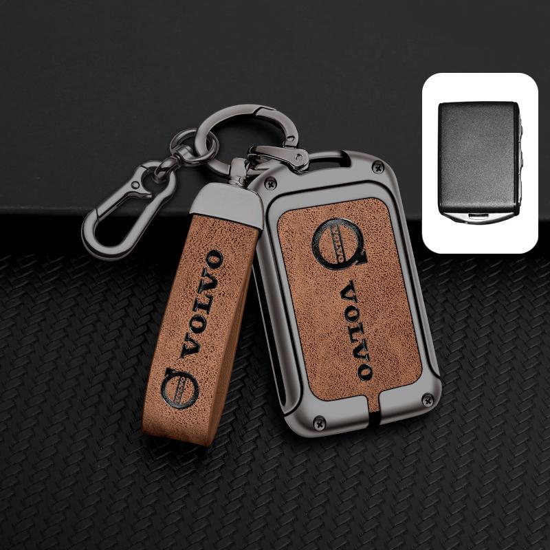 Zine Alloy Leather Car Key Case Shell Cover Holder Protection For Volvo XC60 XC40 XC90 S90 V60 S60 V90 C40 Polestar 1 Polestar 2