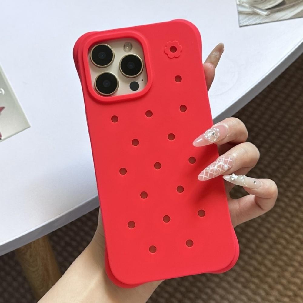 

DIY Hole for Crocs Charms Silicone Phone Case For iPhone 17 Pro Max 16 15 14 13 Pro 16 Plus Candy Color Shockproof Soft Cover iPhone17 Pro