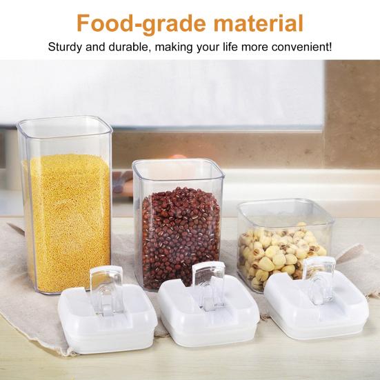 6Pcs Sealed Tank Food Storage Containers Set BPA Free Transparent Dustproof Large Capacity Stackable Airtight Cereal Containers