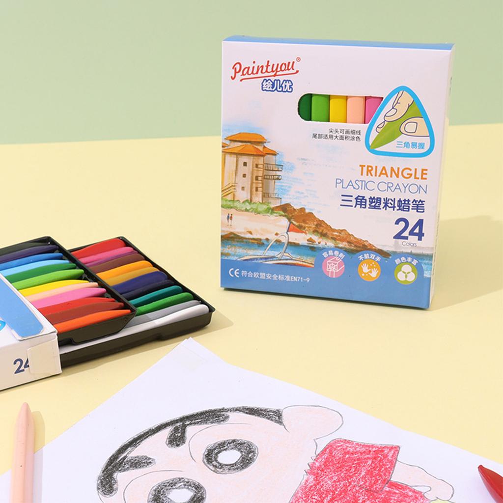 12/18/24/36 Colors Non-dirty Hand Plastic Crayons Washable and Erasable Color Crayons Children’s Painting School Office Supplies