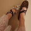 Fashion New Mesh Breathable Ballet Flats Women Luxury Designer Embroidered Flower Mary Jane Shoes Light Comfort Low Heeled Summer Flats