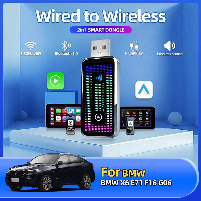 

2in1 Wireless CarPlay Android Auto Wireless Smart Dongle Mini Box Plug And Play For BMW X5 E53 E70 F15 G05 Car Accessories Tools чёрный