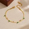 Gold Serrated Chain Bracelet with Black and White Crystal Drop Charms for Women