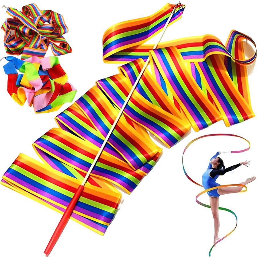400cm Dance Performance Color Ribbon Sticks Durable Twirling Rods for Ballet Dance Artistic Gymnastics Ribbon Art Sprots Equipme