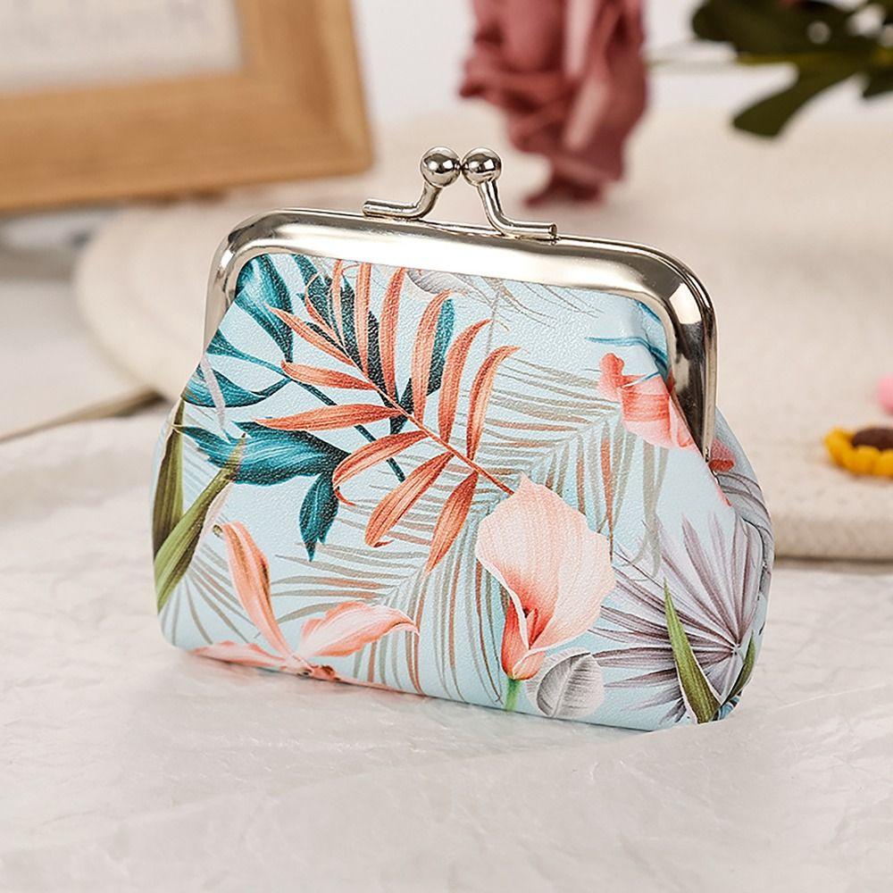Vintage Floral Coin Purse Ethnic Style Iron Mouth Clip Change Money Organizers PU Cash Pouch Gift Bag