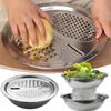 3Pcs/Set with Grater Cover Drain Wash Vegetables Basin 3-in-1 Vegetable Grater Grater Drainer