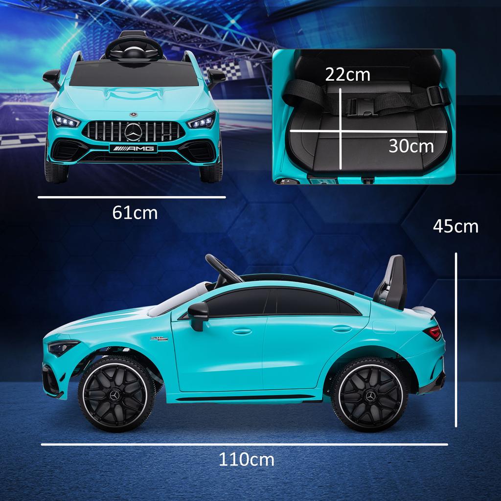 Kids Electric Car, Remote-Controlled, with Transport Wheels, LED Lights, Horn, for Children 3-6 Years, Light Blue