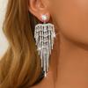 Heavy Industry Full Diamond Light Luxury Fringed Retro Long Copper Jewelry Earrings Fashion Design Sense Niche High-End Ear Jewelry Women