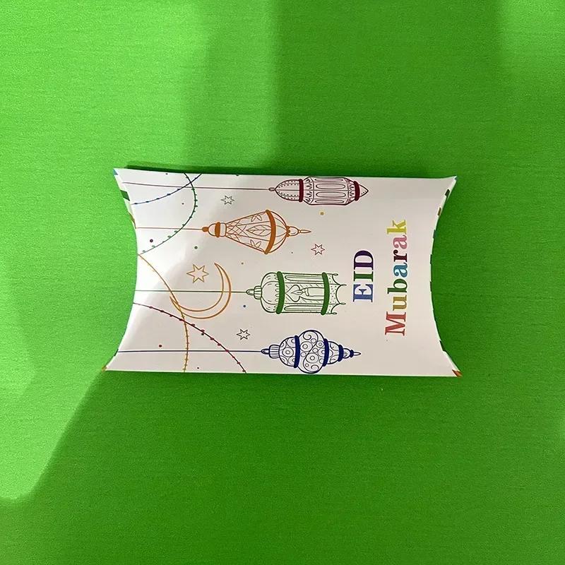 10pcs Eid Mubarak Gift Bag Box Pillow Candy Cookie Chocolate Paper Box Ramadan Kareem Decoration Islam Muslim Party Gift Decor